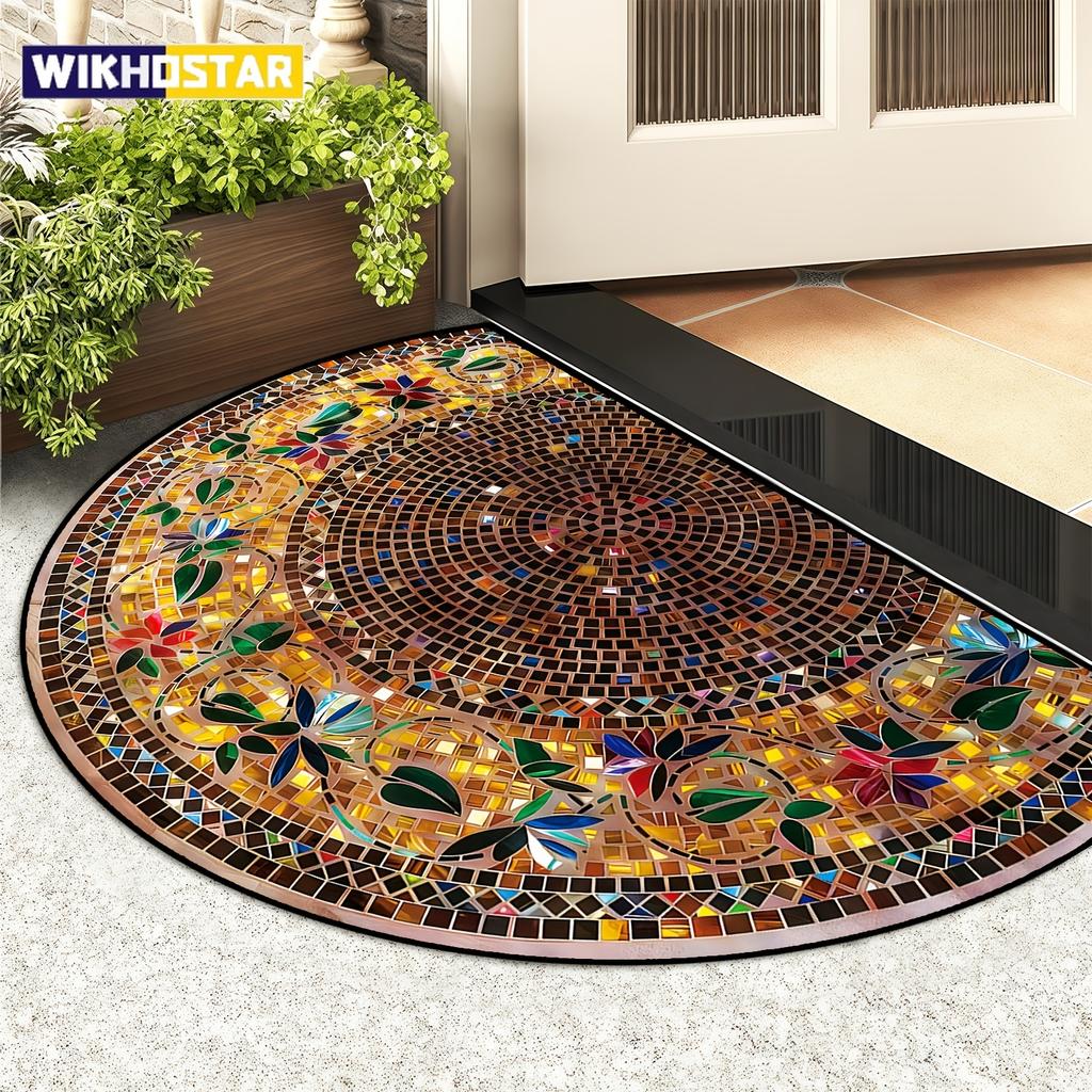 Luxury Retro Ethnic Style Welcome Mat Artificial Vision Carpet Home Semi-Circular Suitable for All Seasons Anti-fouling