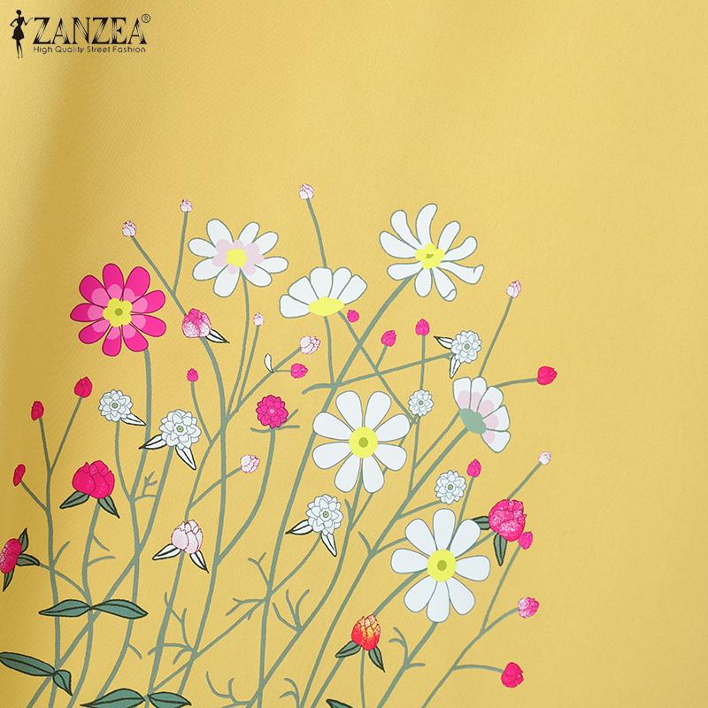 ZANZEA Women 3/4 Sleeve Floral Blouse and Pants Summer Two Piece Suit Sets