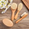 Wooden Handle Brush Baby Hair Brush Newborn Hair Brush Infant Comb Head Massager Special for Real Hair Wigs