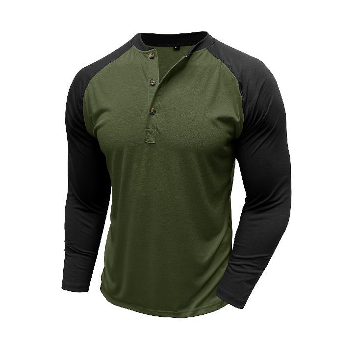 Retro Men'S Outdoor Loose Autumn Hoodie Casual Long Sleeved Henley Collar Top Shirt Cardigan