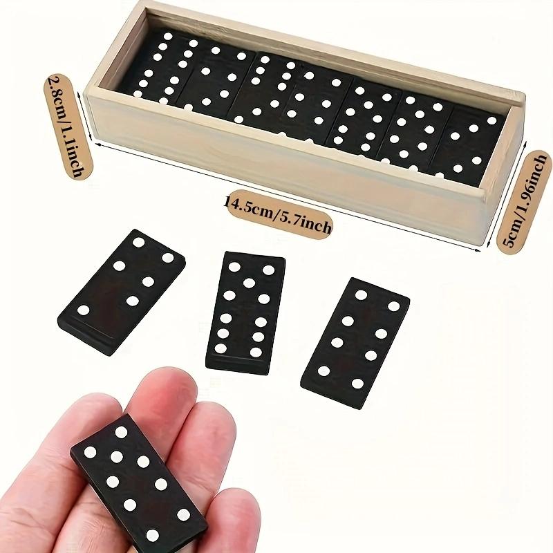 28 buc/cutie Set Mini Domino din Lemn, Jocuri de Societate Clasice Miniaturale, Piese de Joc, Timp Liber, pentru Joc de Călătorie Camping în Aer Liber
