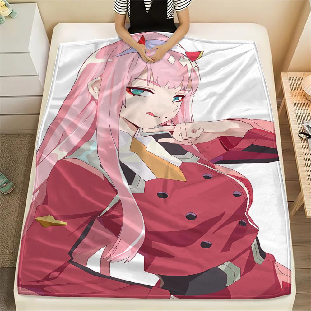 1PC DARLING In the FRANXX Zero Two Print Flannel Blanket, High Quality All Seasons, Home Decor, Warmth and Comfort, Perfect for Christmas Gifts