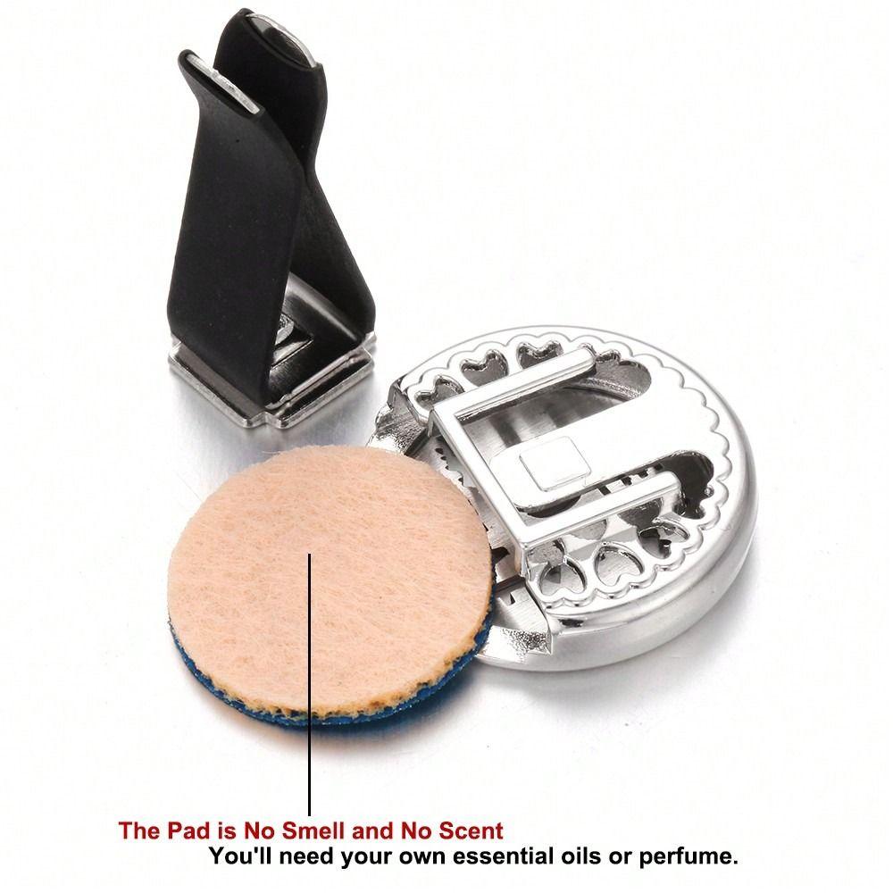 Car Aromatherapy Essential Oil Diffuser - Stainless Steel Vent Clip Air Freshener with 10 Refill Pads