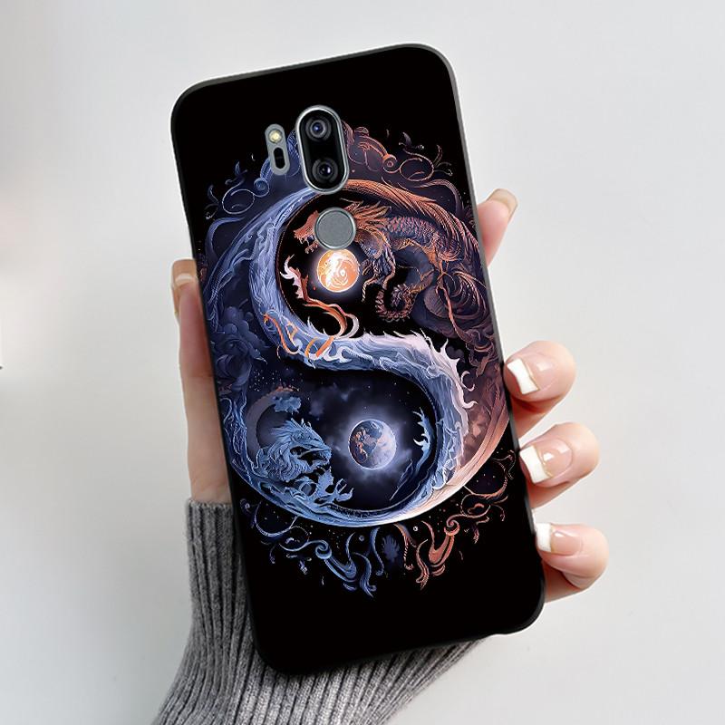 Case For LG G7 ThinQ Casing G710EM Cute Love Rabbit Funny Cartoon Ultra Slim TPU Black Silicone Soft Case LG G7 Plus Phone Cover