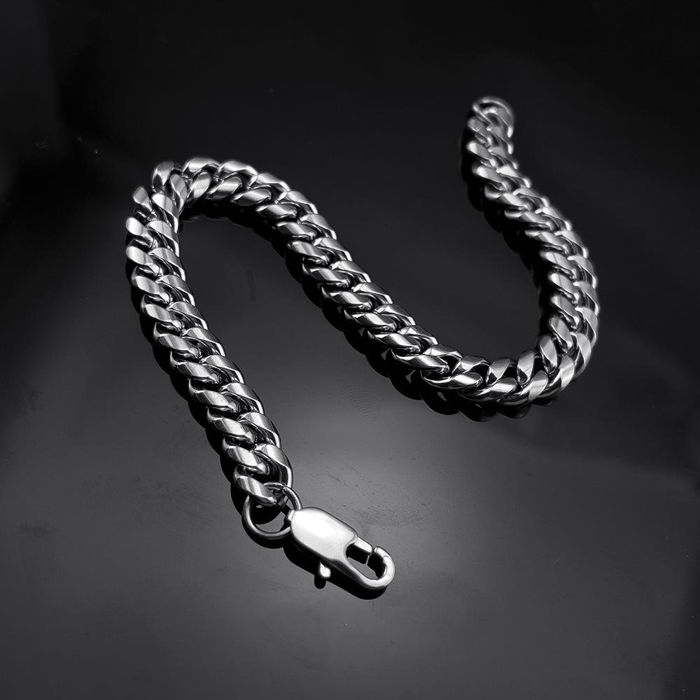 Trendy Punk Men's Titanium Steel Cuban Bracelet - European American Style Hip Hop Jewelry