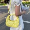 Unisex Stylish Quilted Crescent Handbag For Women In Soft Texture Available In Black White Pink Khaki Yellow