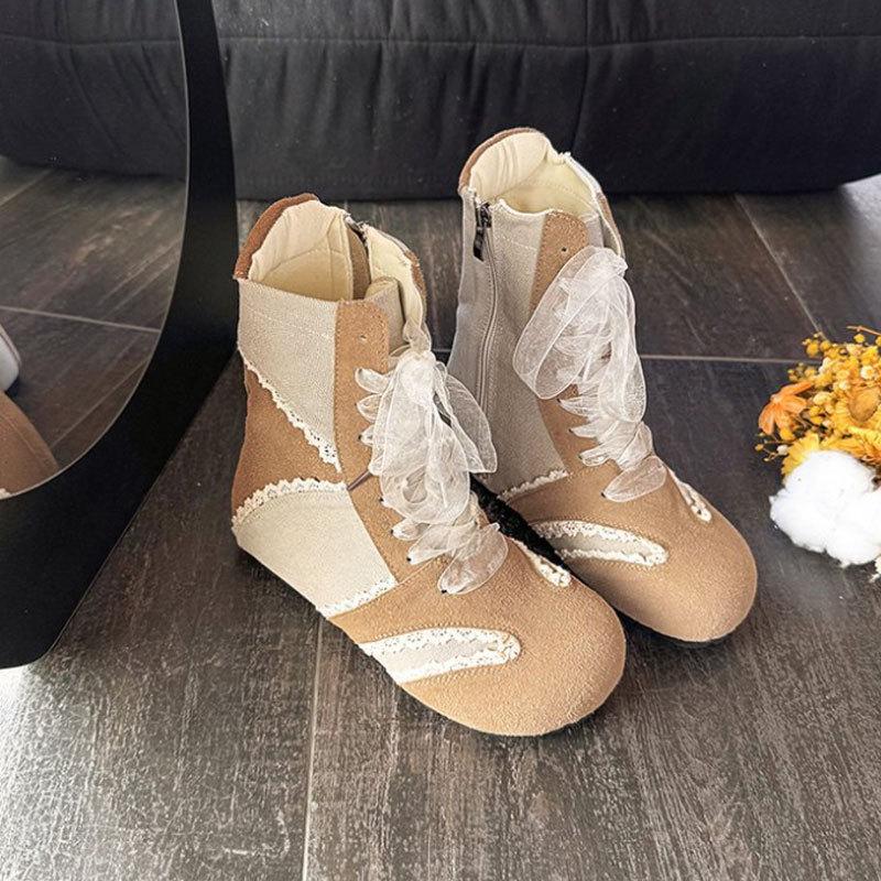 Academy style lace casual German training boots women's 2025 autumn new fashion versatile skirt Martin boots women