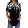 Short Sleeve Womens Tops Summer T-Shirts Floral Print V Neck Casual Basic Tee Button Shirts Tunic Tops