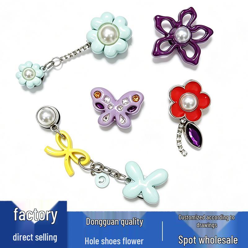 Green Flower Metal Shoe Charms for Crocs - Decorative Chain Buckles
