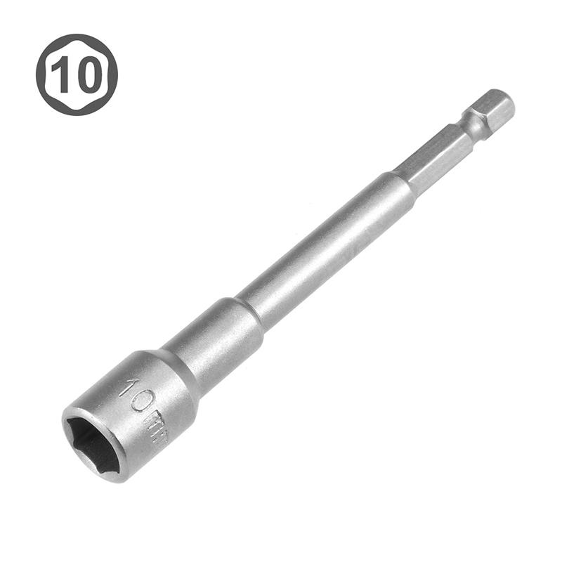 5Pcs 10mm Hex Sockets Non Magnetic Hex Shank Nut Sockets Driver Nut Driver 1/4" Quick Change Screwdriver Kit 100mm Length