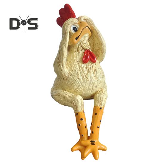 Sedící kuřátko figurka kreslená žlutá kuřecí soška socha pryskyřice slepice zvířecí model domácí kancelář police na knihy stolní dekorace ozdoba