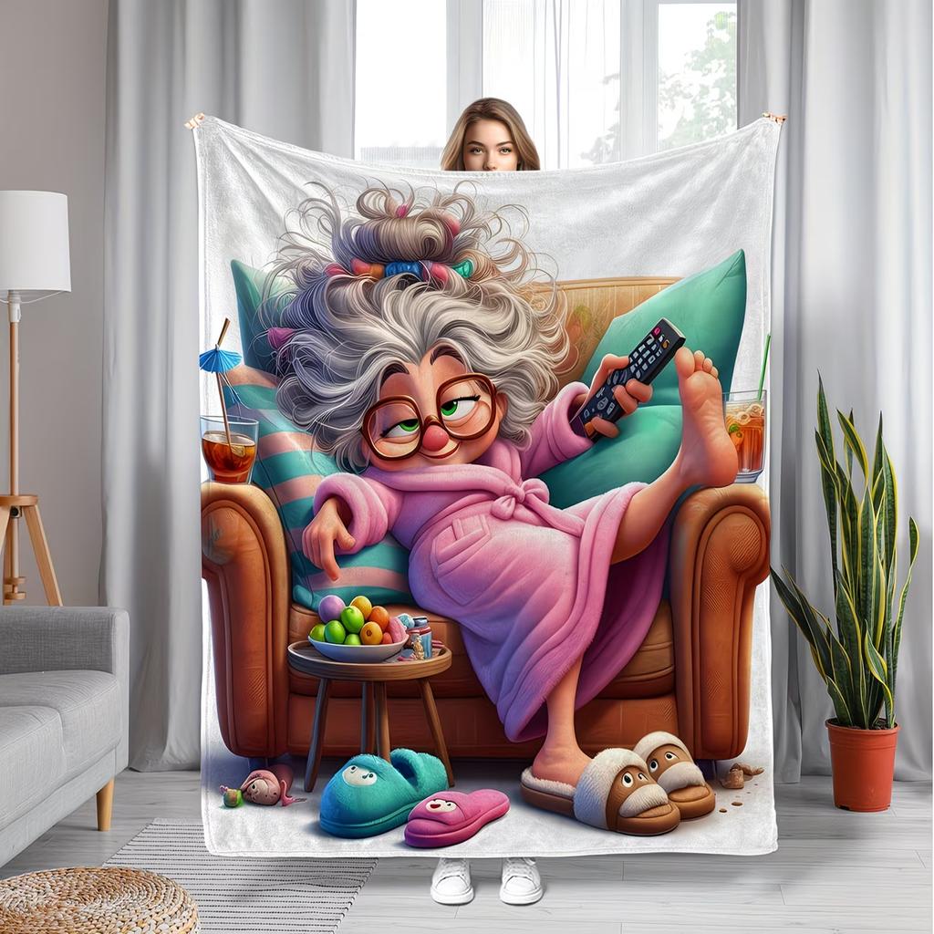Cozy Flannel Blanket with Playful Campfire & Smores Print Soft Lightweight 280gsm All-Season Throw Bed Couch Camping & Outdoor