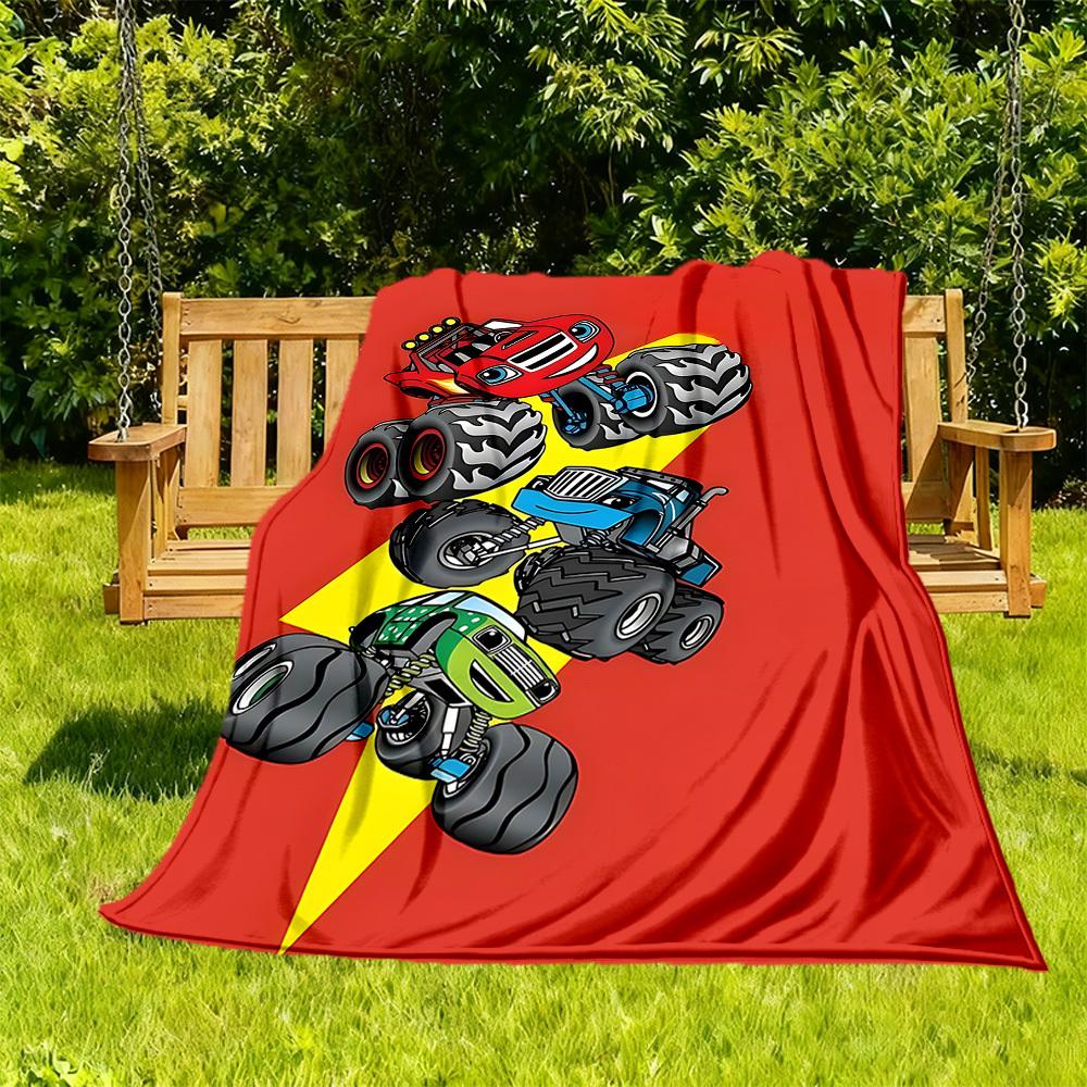 1PC Monster Trucks Outdoor Blanket Lightweight Flannel, Soft & Warm, All-Season Use for Sofa, Outdoor, Camping, Living Room, Office76