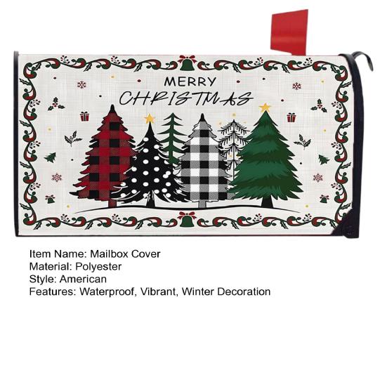Winter Magnetic Mailbox Cover Standard Size 18 X 21in Merry Christmas Mailbox Wraps Cover Holiday Post Letter Box Cover for Outdoor Garden Yard Decor