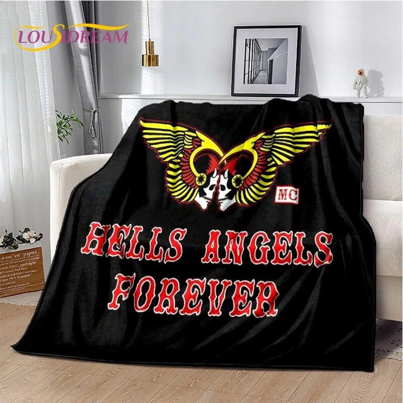 

3D Ковдра Hells Angels MC Motorcycle Sign, м яка ковдра для дому, спальні, ліжка, дивана, пікніка, подорожей, офісної ковдри, дитячої 125x150cm 50x60inch