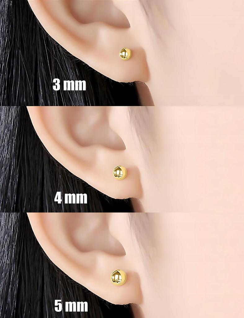 Kolczyki Złote Kule Kulki 3Mm 4Mm 5Mm Sztyfty Klasyczne Wkrętki