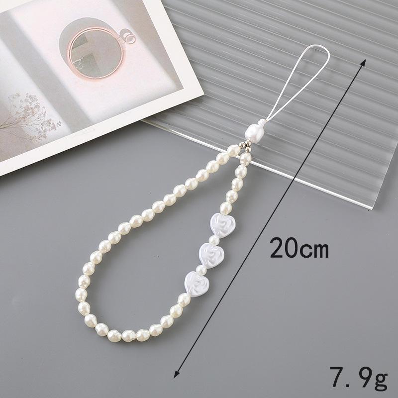 Korean Love Heart Beaded Phone Chain & Keychain Set for Women
