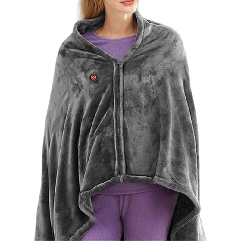 

Электрическая шаль с подогревом, носимая, 3 режима нагрева, питание от USB, большие карманы, полиэстеровая ткань 1