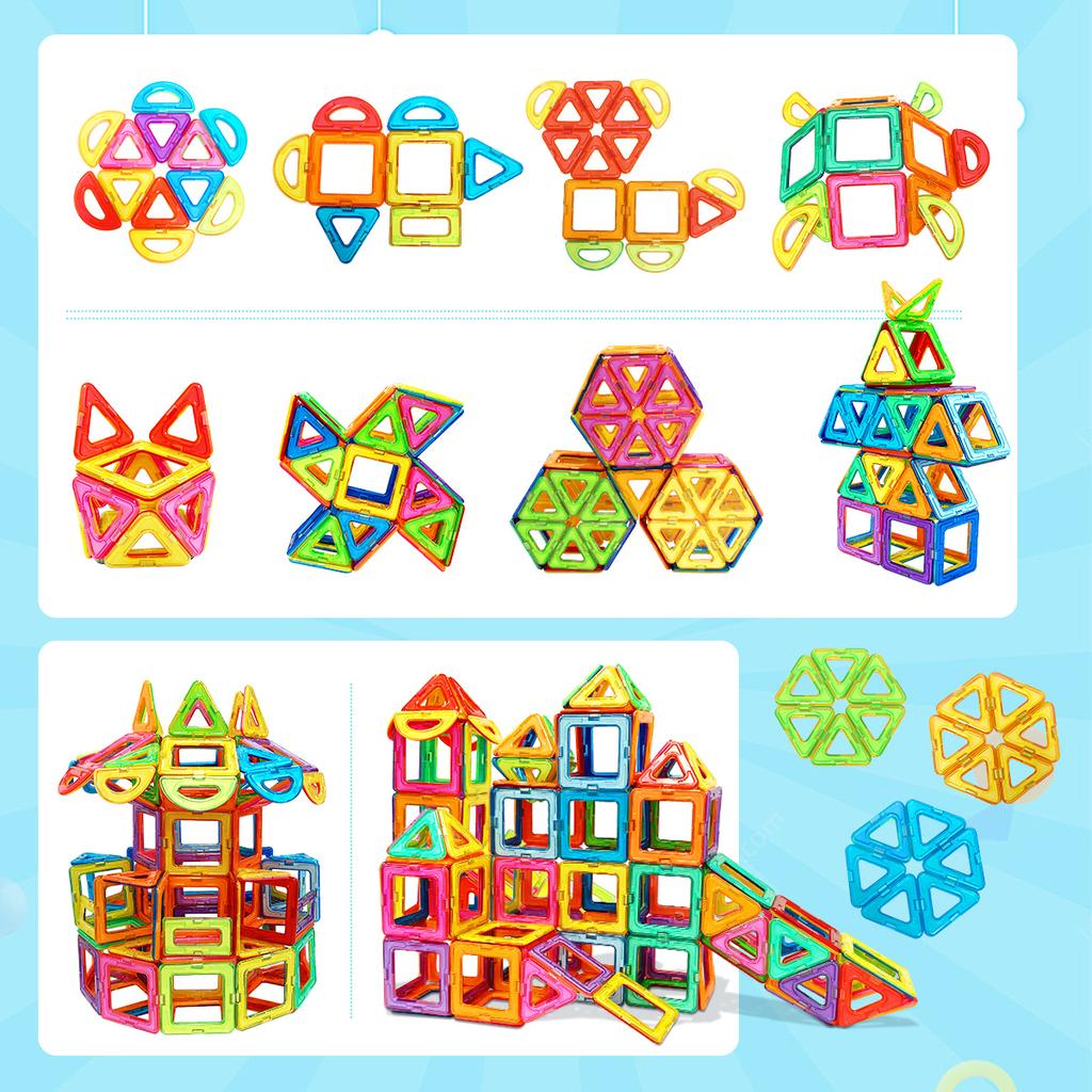 30/62/92PCS Magnetic Building Blocks Constructor Set 3D STEM Educational Toys For 3Years+ Old Kids Boys Girls Birthday Gifts
