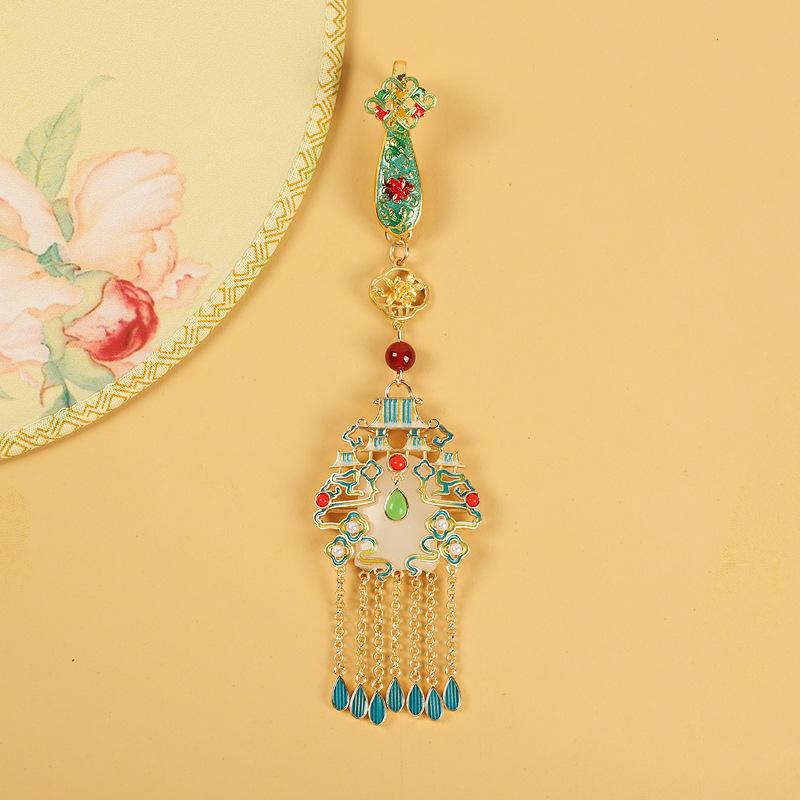 Chinese-style Guochao Nantianmen medium cheongsam button pendant tassel pendant women's retro court Hanfu accessories