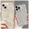 Clear Flower Silicone Phone Case For Iphone 15 Pro Max 11 12 13 14 Pro Max 15 Pro 15 14 Plus 13 Mini 3D Wavy Curved Edge Cover