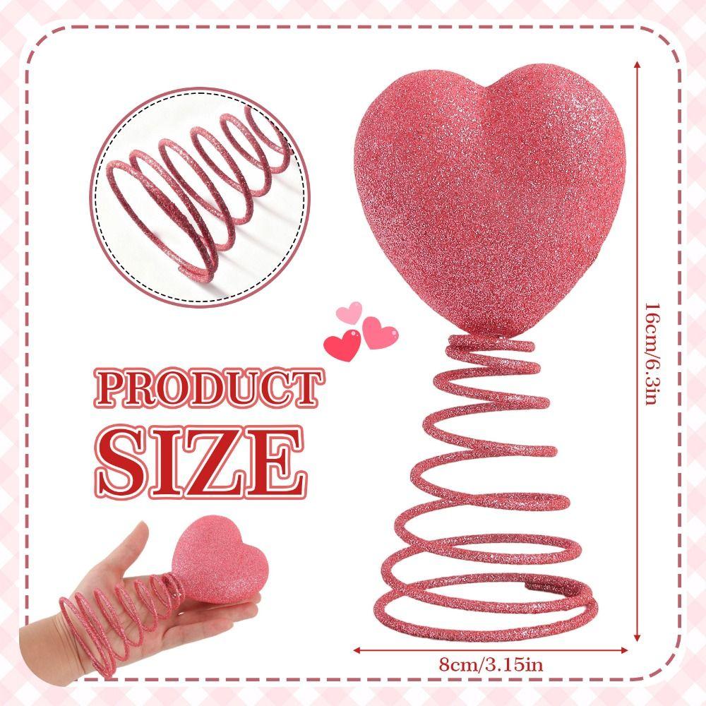 Creative 5 Inch Valentines Day Decorations Mini Coil Spring Heart Tree Topper Reusable Glitter Holiday Ornament Home Decoration