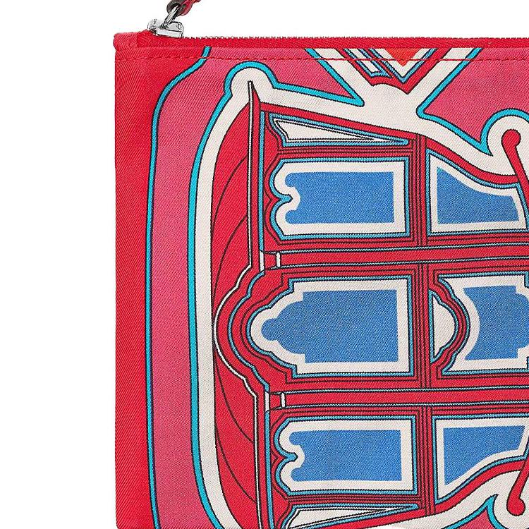 Hermes Silky Pocket Pattern Print Design Silk Storage Bag Women bags Heart-Red Mexican-Blue H082239CKAB