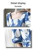 Women's 2023 Mid-Length French Fashion Puff Sleeve Print Dress