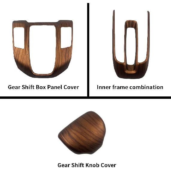 Car Gear Shift Box Panel Cover Inner Frame Gear Shift Knob Cover Auto Interior Decoration Accessories For Honda CRV CR-V 2017 2018     (Peach Wood