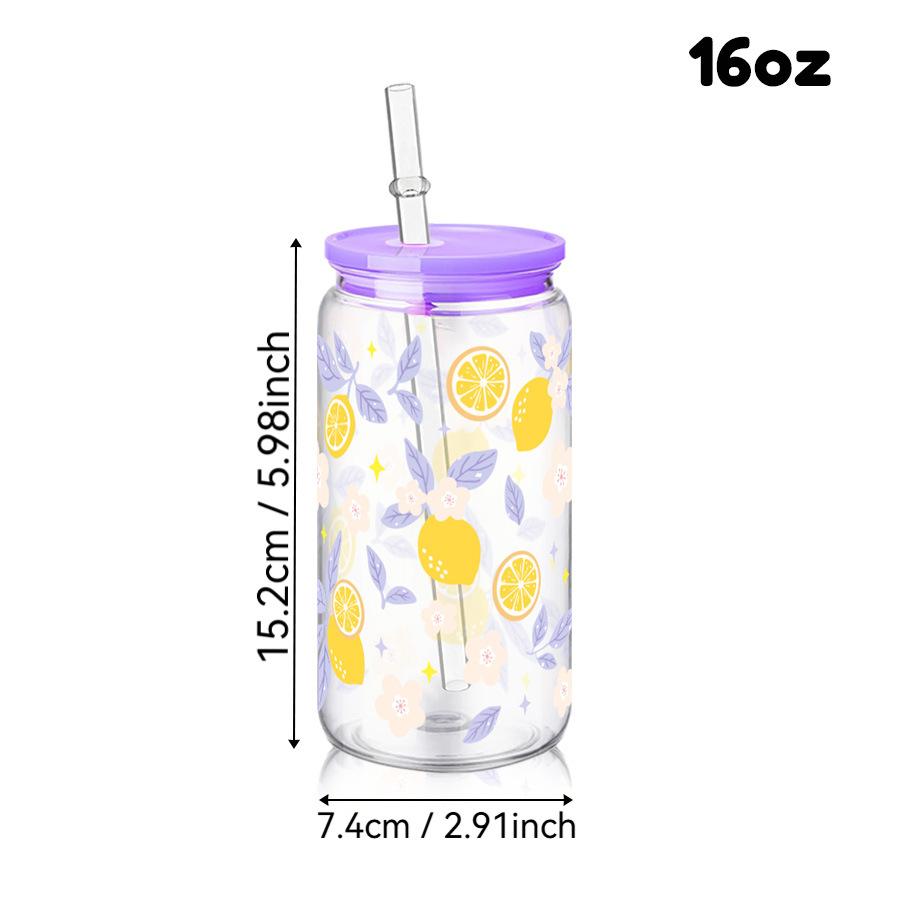 16oz Cute Bow Plastic Cup with Lid Bow Cherry Graffiti Pattern Water Bottle for Kitchen Coffee Straw Cups Beverage Juice Cups