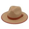 Panama Hat Hemming Top Hat Double Yellow Belt Accessories Jazz Hat Cross-Border Foreign Trade New Hot Sale Straw Hat