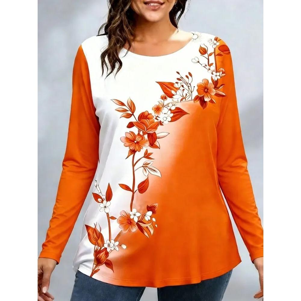 Fashion Mushroom Flowers Pattern 3D Printed T-shirt Autumn Comfortable Breathable Soft Loose Large Size Creative 3D Long Sleeves T-shirt