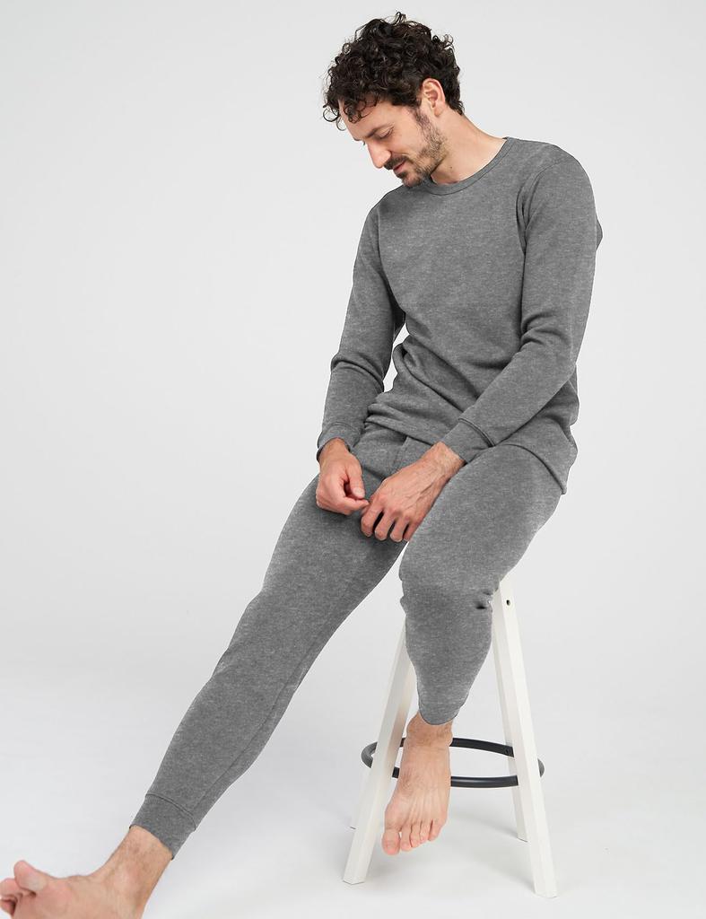 LAPASA Warm Thermal Top and Bottom Size Heather Gray Thick Top and Bottom Size M Innerwear, Underwear, Set, Fleece-Lined, 4. (Super Set),
