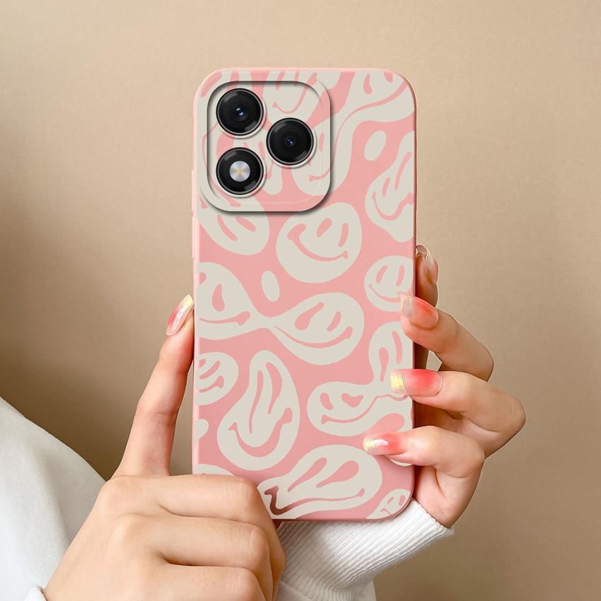Phone Case For Huawei Honor X8 X6b 400 Lite X9c X7c X60 X5b X8c Fashionable Smiley Face Pattern Square Liquid Silicone Anti Slip Shell For Huawei Capa