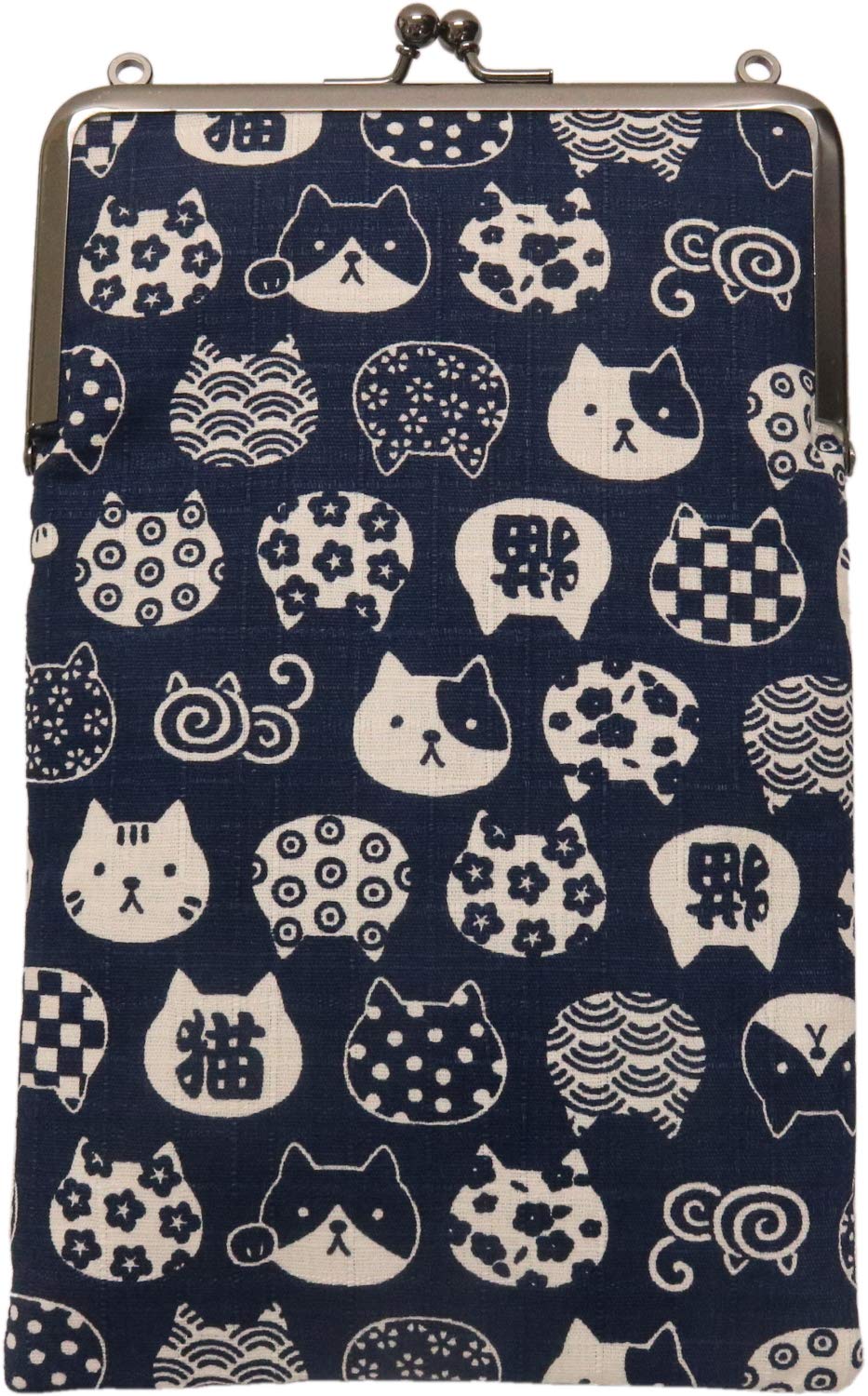 Kyosuke Сделано в Японии Тонкий чехол для Гошуинчо с застежкой, Хлопок, 23,5 x 14,5 см, Сине-синий дизайн кошки Nyankomon