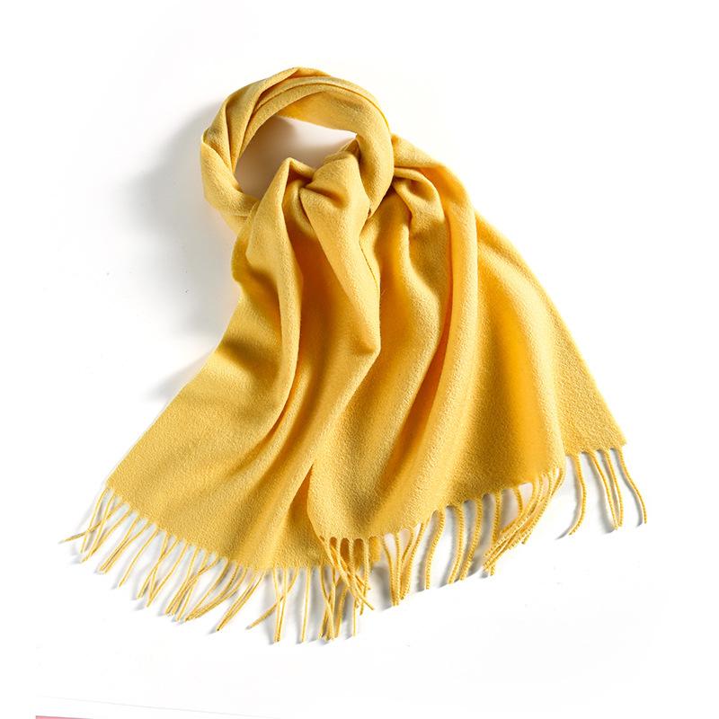 Winter Solid Color Wool Scarf for Women New Versatile Tassel Fashion Warm Neck Scarf Comfortable Real Wool Scarf