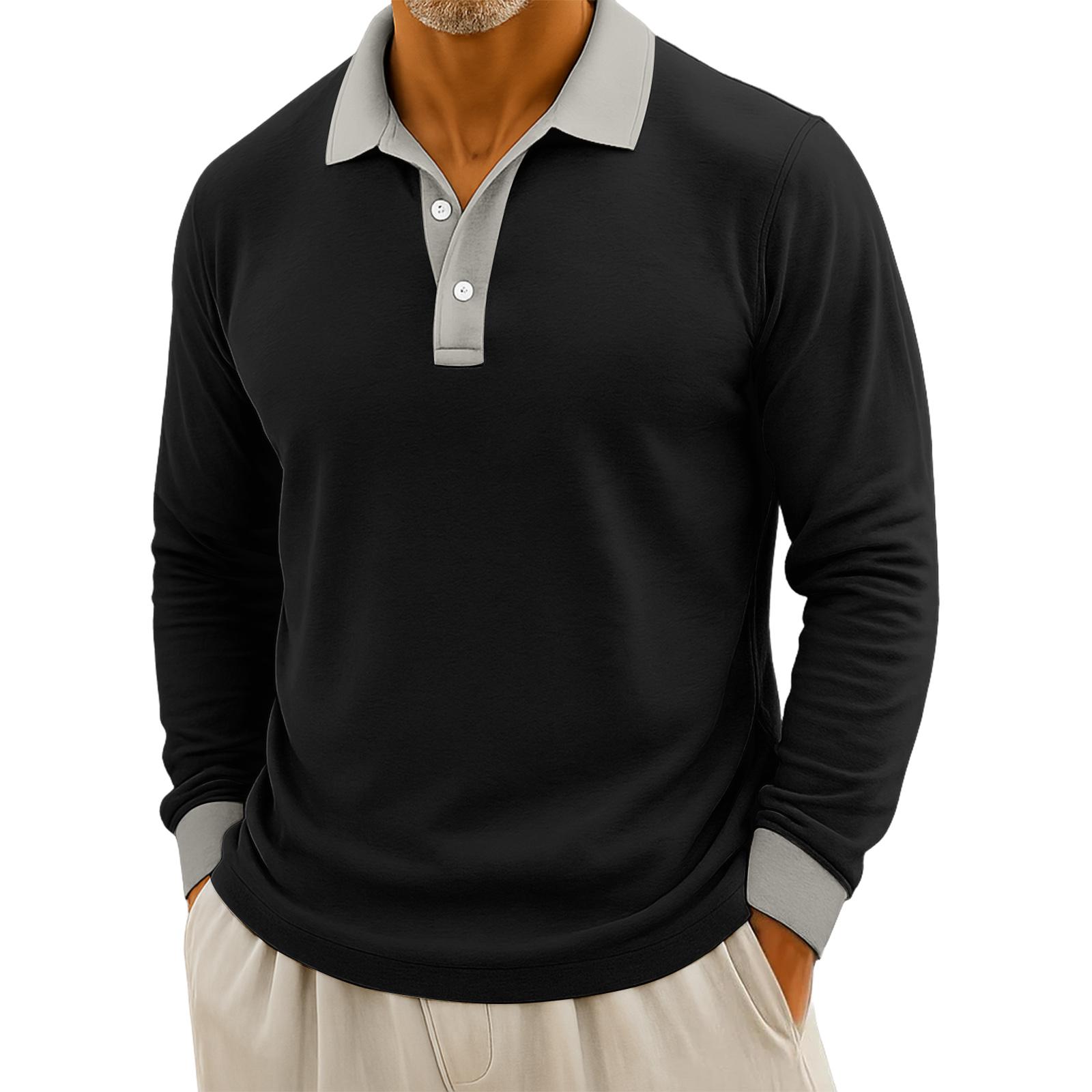 

Мужские повседневные топы с длинными рукавами на пуговицах в стиле колор-блок XXXL