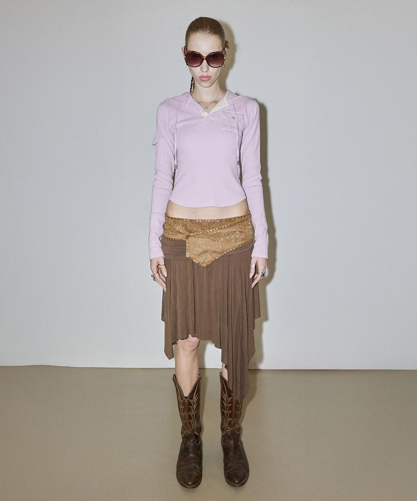 Sculpter Beaded Jersey Skirt Brown