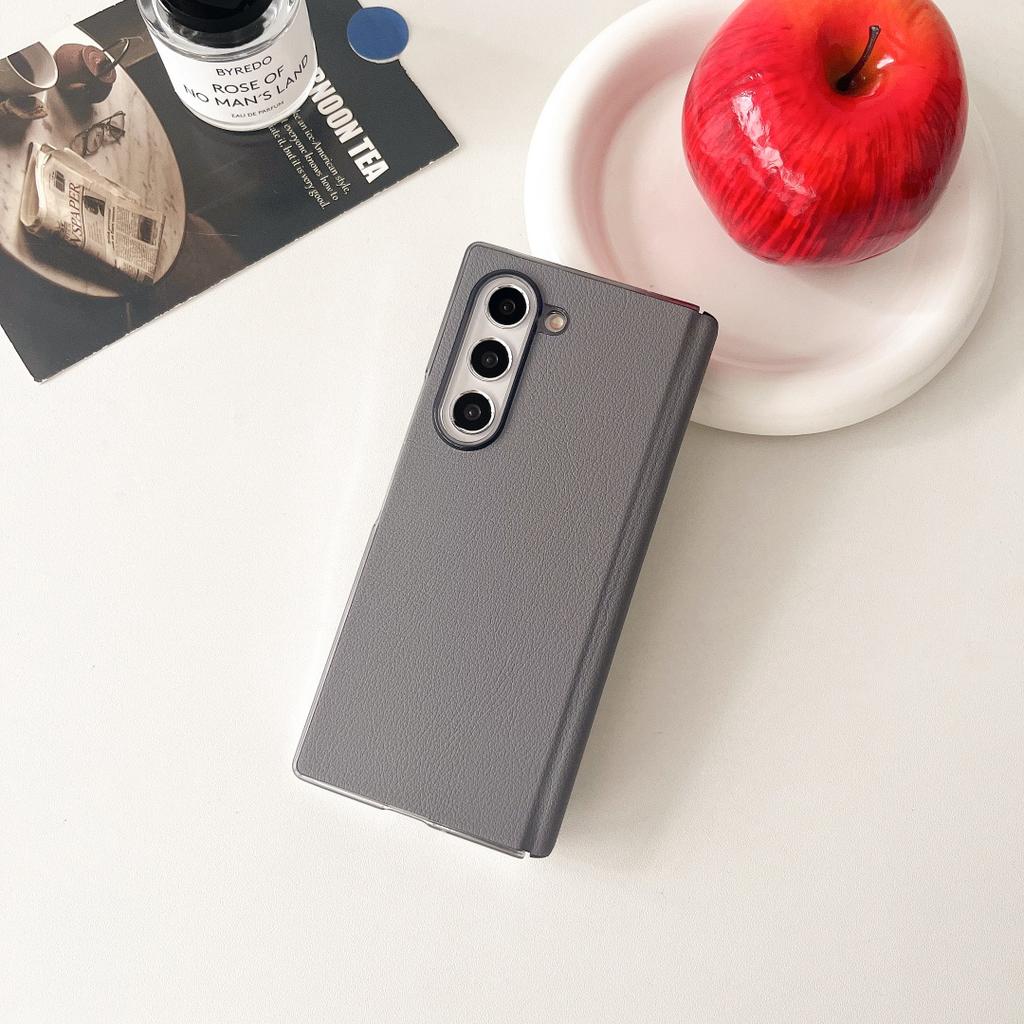 For Samsung Galaxy Z Fold 6 Case Protective Shell Back Cover Fashion Leather Skin Middle Protector Carbon Mobile Phone Cases