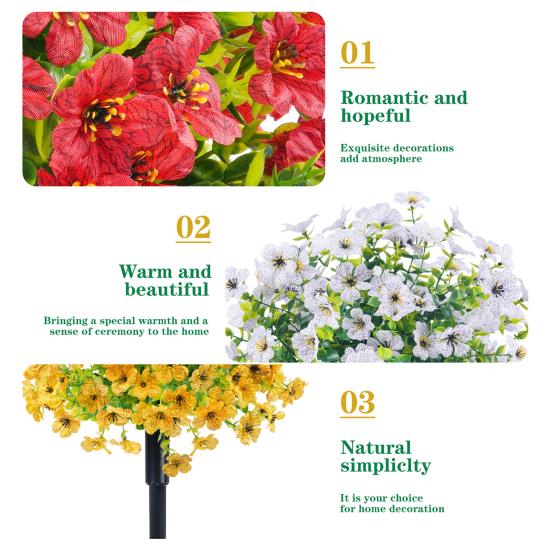 Künstlicher Blumenstecker für Außen UV-beständig Künstliche Blumengebüsche mit Erdspieß Realistische Faux-Büsche Pflanze für Garten Hof Veranda Terrasse Deko