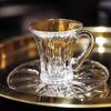Crystal Glass Cappuccino Hot Drink Coffee Cup Simplicity Household Creative Transparent Flower Tea Hot Drink Cup and Saucer Set