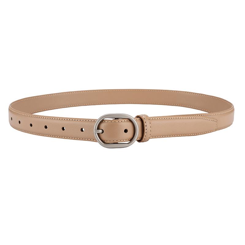 Women's Double-Sided Cowhide Leather Belt - Black, Casual & Versatile for Jeans