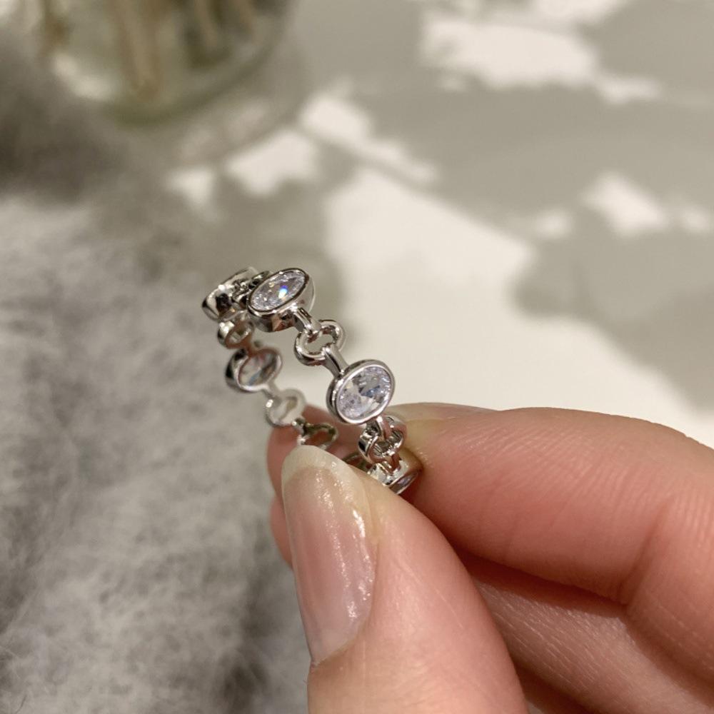 Over 120 Styles Korean style zircon diamond ring women's 925 sterling silver spring and summer niche light luxury high-end index finger ring open ring