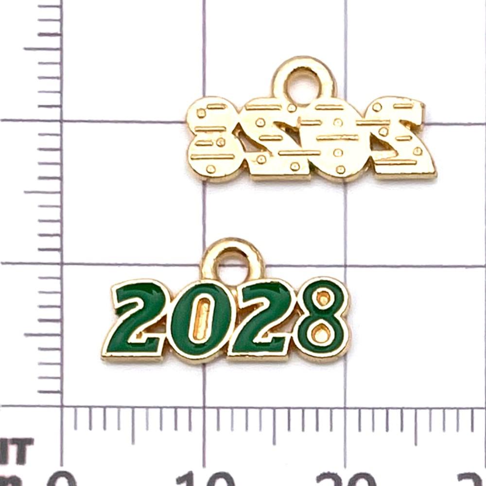10 Colorful Enamel 2028 Year Number Charms for DIY Jewelry and Accessories