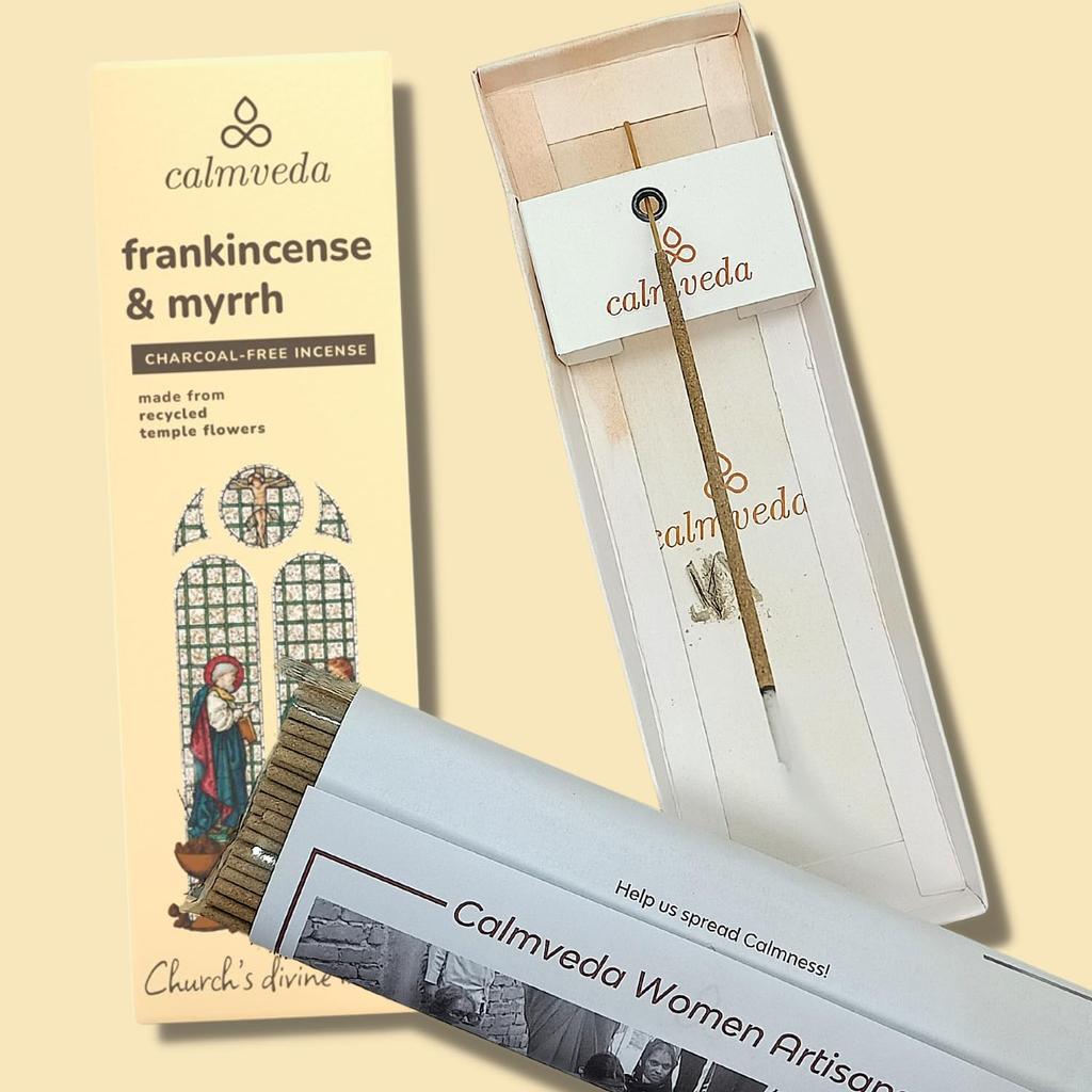 Calmveda Church Frankincense and Myrrh Incense - 80 Sticks, Charcoal Free