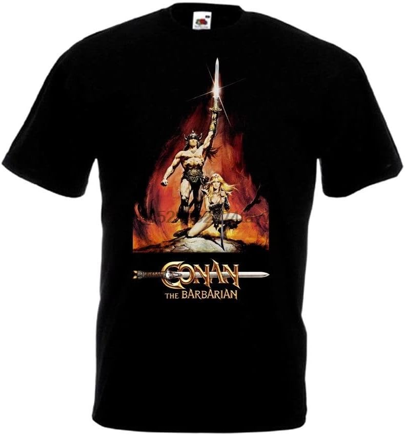 Men Fashion Print Cotton T Shirt Conan The Barbarian V2 T Shirt Black Poster Men Funny T Shirt S чёрный