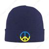 Custom Ukr Peace Symbol Skullies Beanies Caps For Men Unisex Outdoor Winter Warm Knitting Hat Adult Ukrainian Bonnet Hats