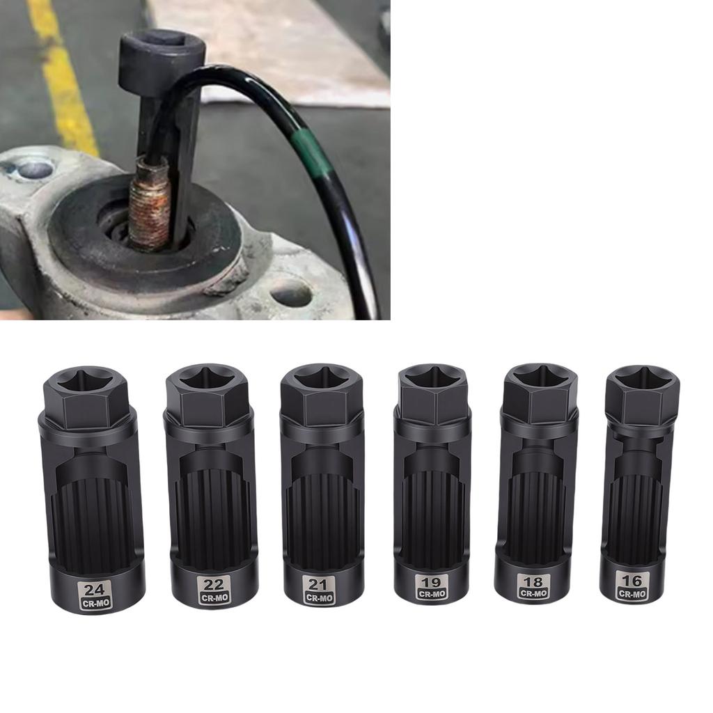6ks Sada nástrčných klíčů na matice tlumičů 16mm 18mm 19mm 21mm 22mm 24mm   Sada klíčů pro demontáž matic tlumičů