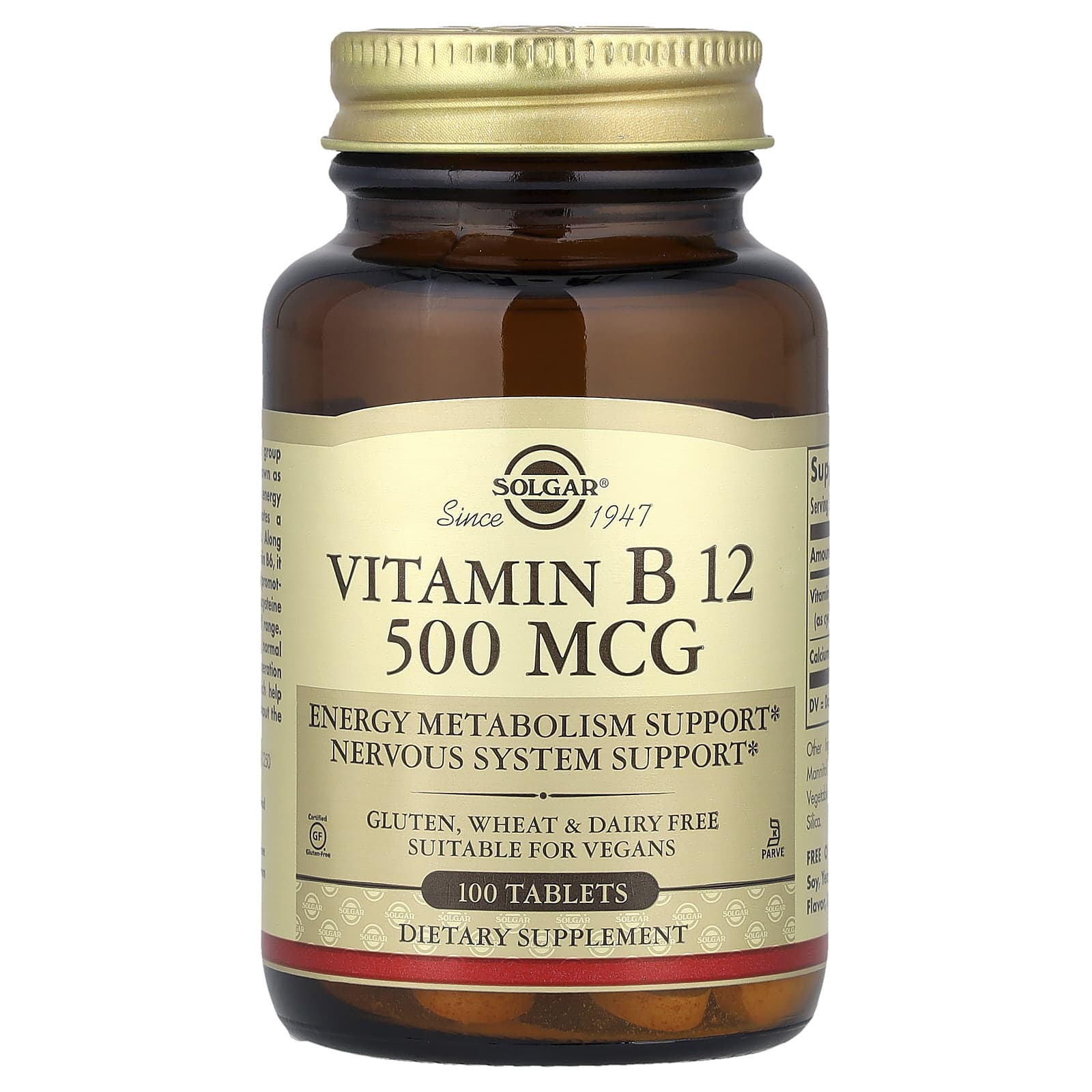 

Vitamin B12, 500Mcg, 100 Tablets