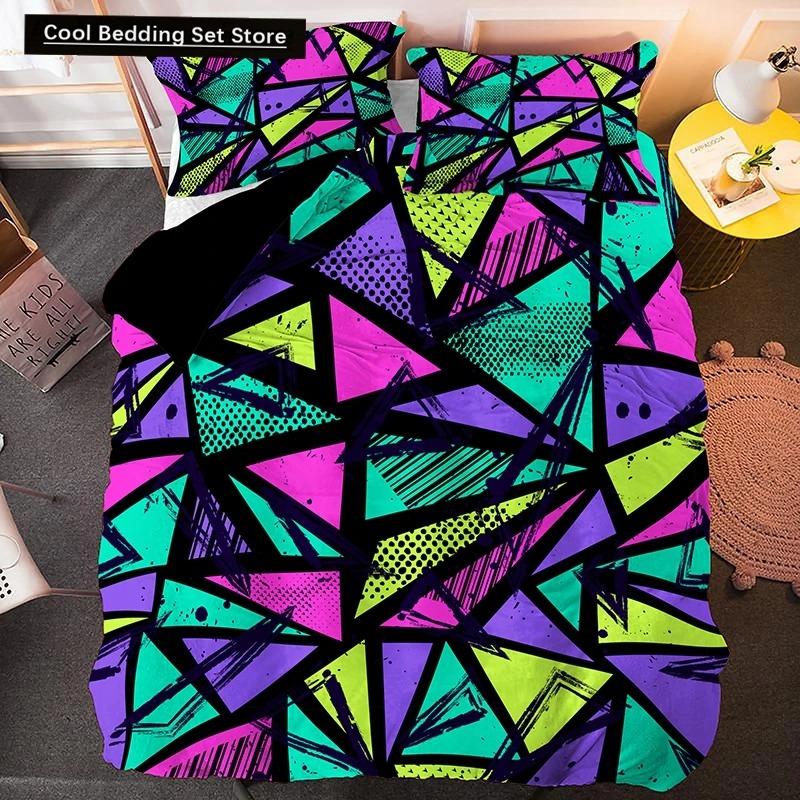 Irregular Geometry King Queen Duvet Cover Bohemian Style Bedding Set for Kid Teens Adult Modern Art 23pcs Polyester Quilt Cover